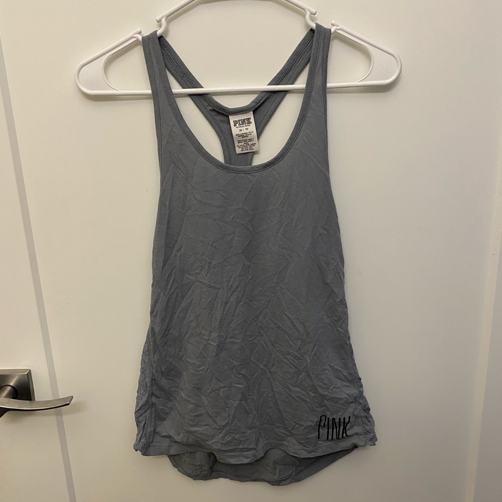 Victoria secret Pink grey tank with lace on the sides size xs